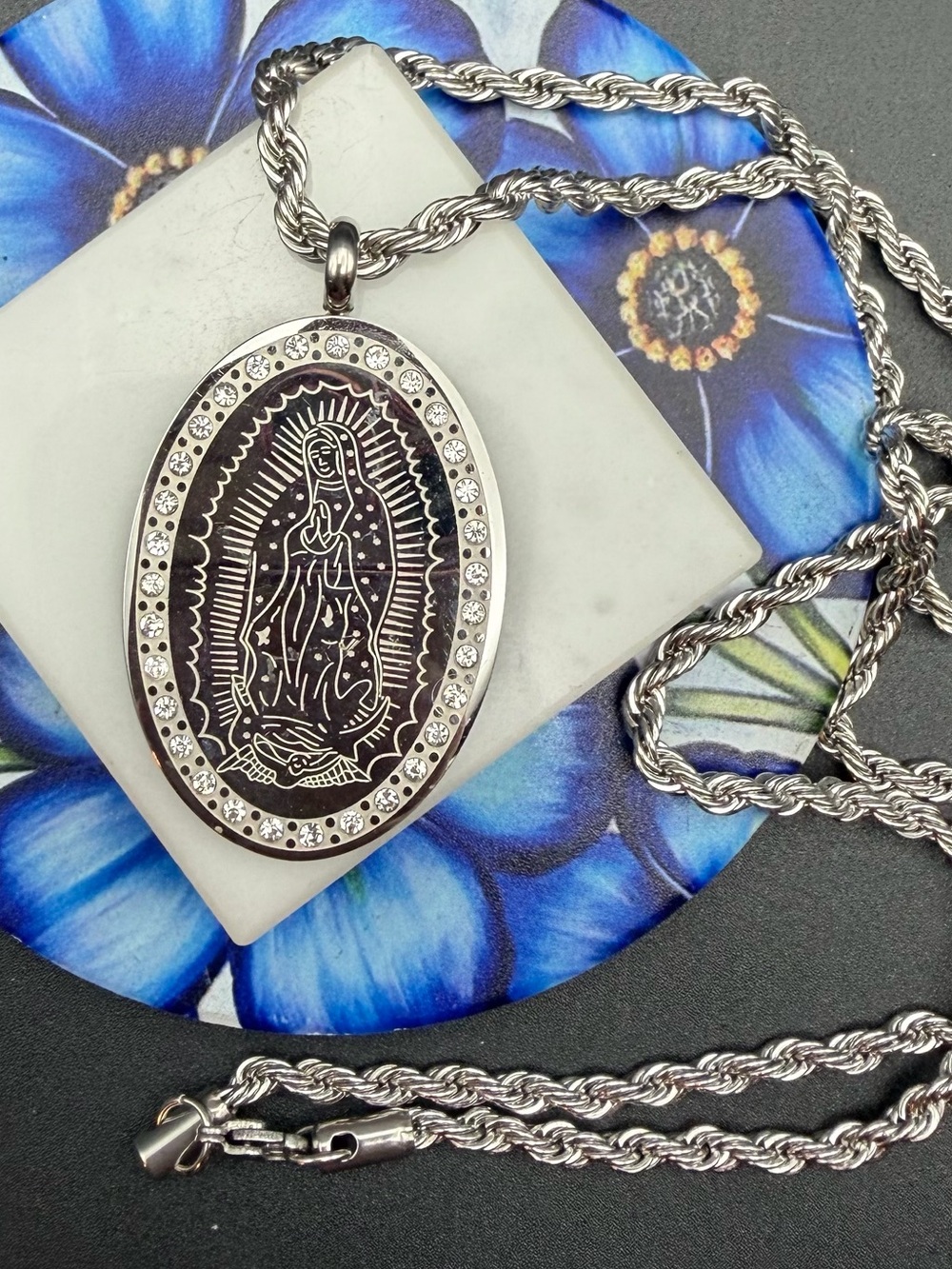 Edforce Our Lady of Guadalupe Pendant Necklace #826 stainless steel
